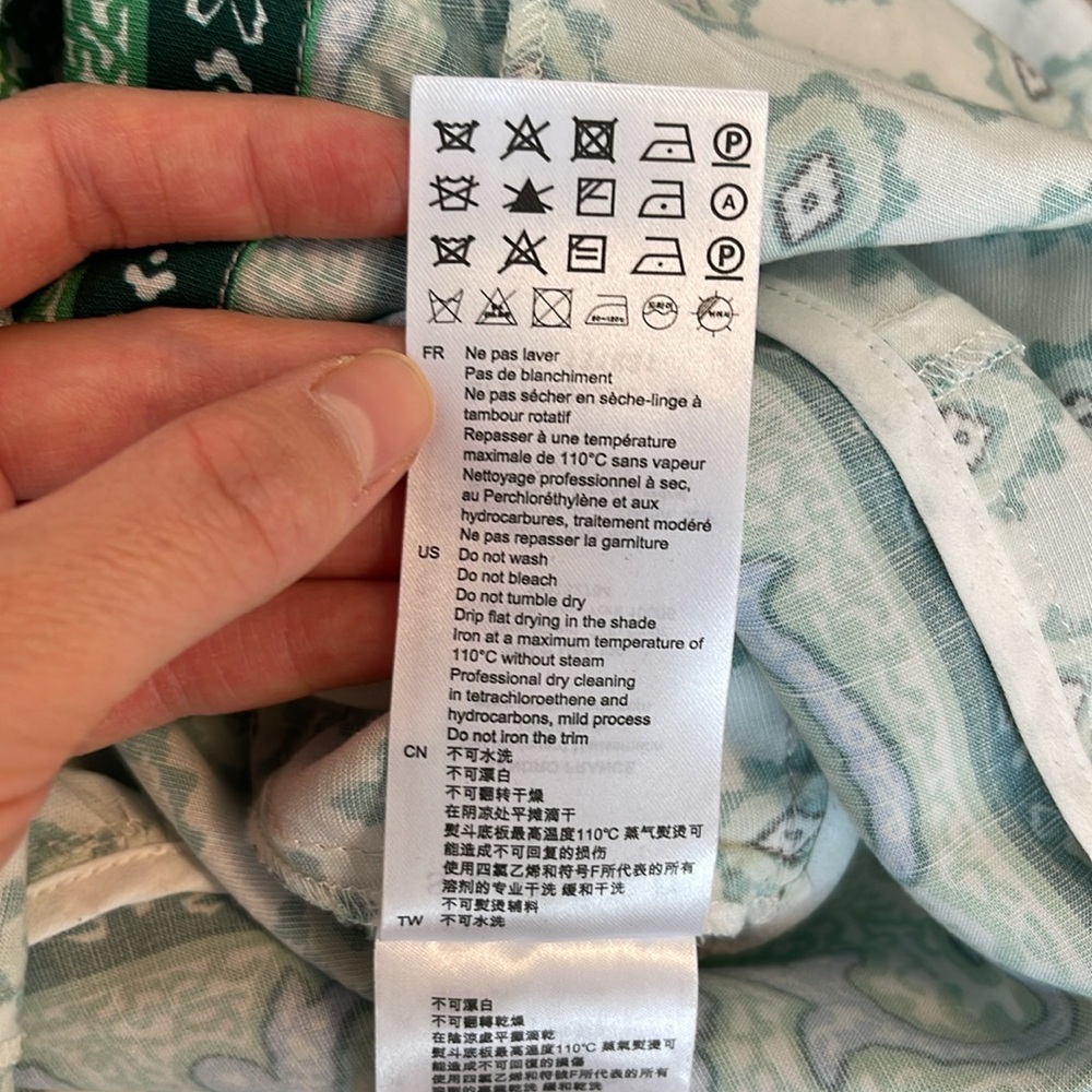 Sandro Green & White Printed Shirt Dress - Picture 7 of 8
